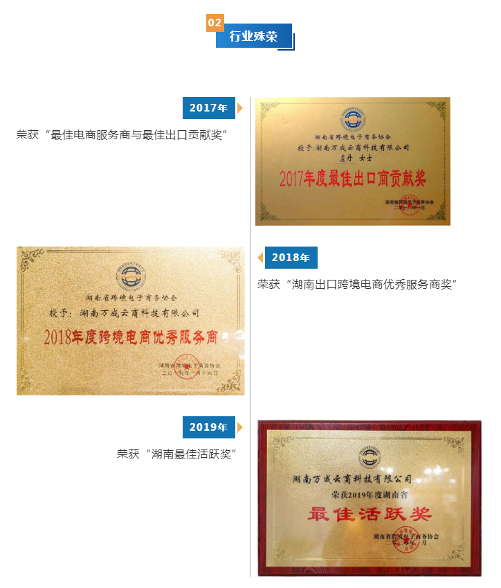 万成云商所获荣誉